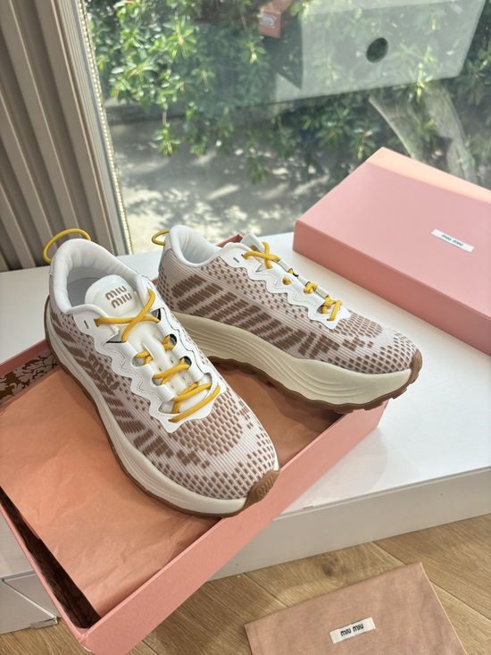 Miu Miu Platform Knit Sneakers Non-slip Thick Sole Casual Shoes