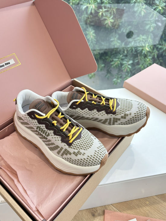 Miu Miu Platform Knit Sneakers Non-slip Thick Sole Casual Shoes