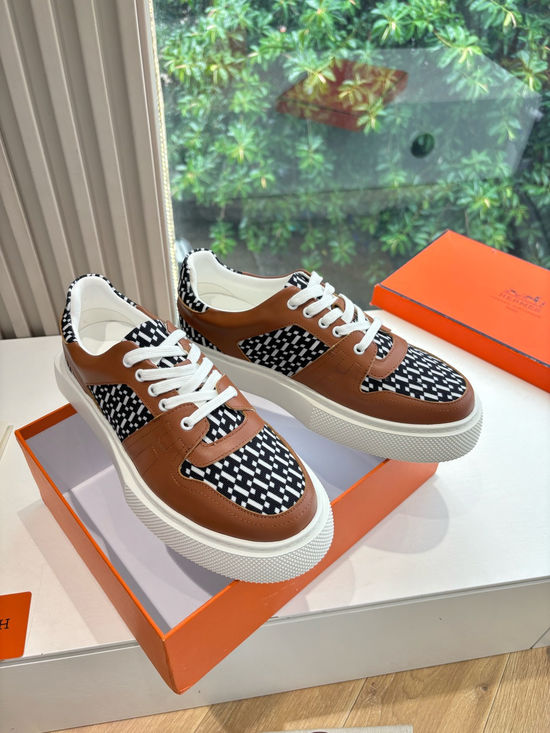 Hermes Casual Comfortable Sneakers Premium Leather Upper