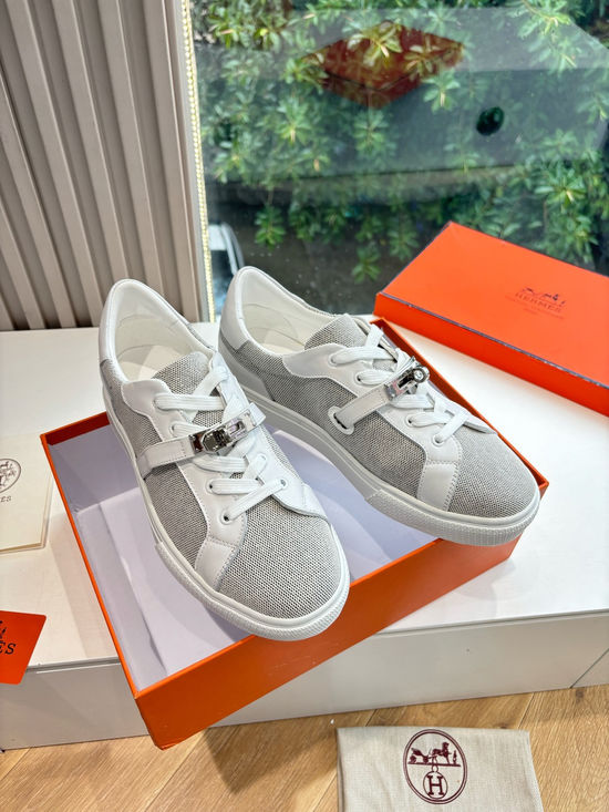 Hermes Casual Versatile Sneakers Soft Leather Lightweight Non-slip Sole