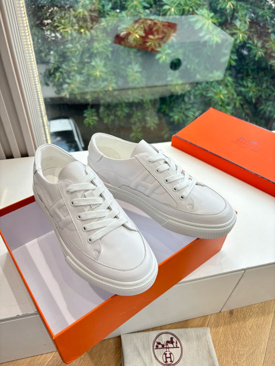 Hermes Casual Versatile Sneakers Soft Leather Lightweight Non-slip Sole