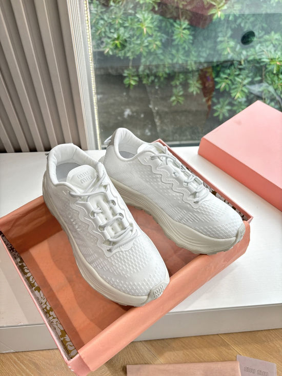 Miu Miu Platform Knit Sneakers Non-slip Thick Sole Casual Shoes
