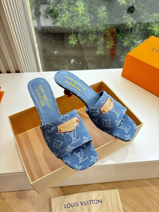 Louis Vuitton Cherry Decor Bow Flat Slide Sandals Premium Grade