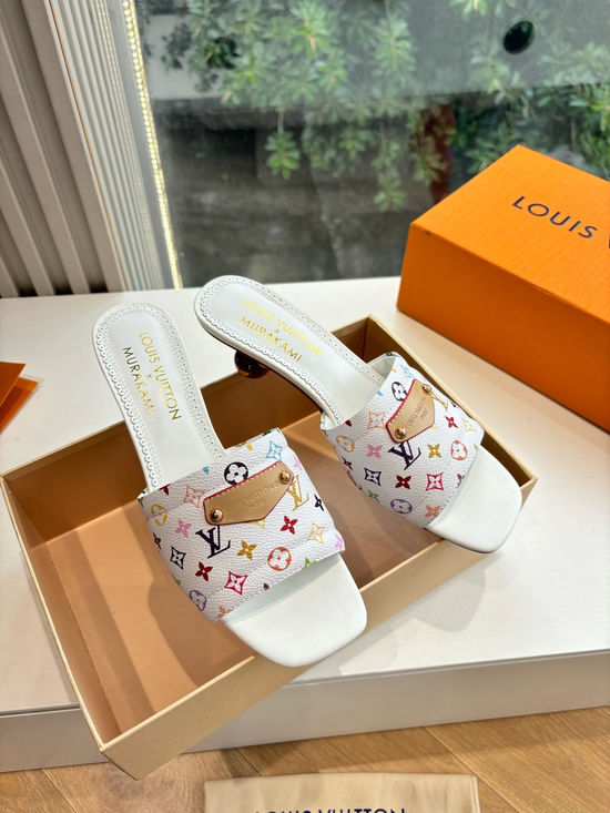 Louis Vuitton Cherry Decor Bow Flat Slide Sandals Premium Grade