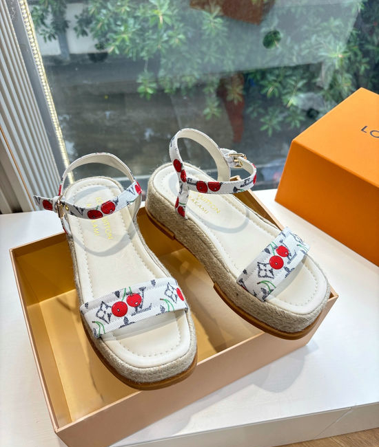 Louis Vuitton LV Cherry Pattern Platform Espadrille Sandals Premium Quality