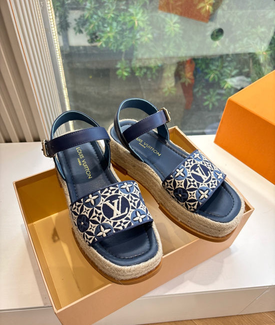 Louis Vuitton LV Cherry Pattern Platform Espadrille Sandals Premium Quality