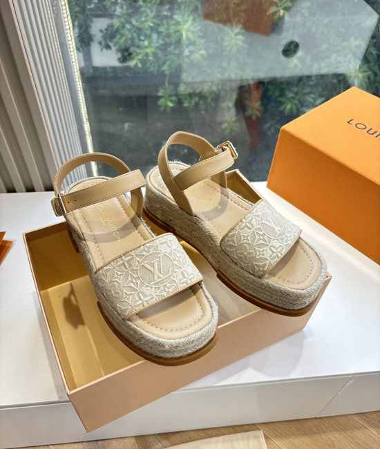 Louis Vuitton LV Cherry Pattern Platform Espadrille Sandals Premium Quality