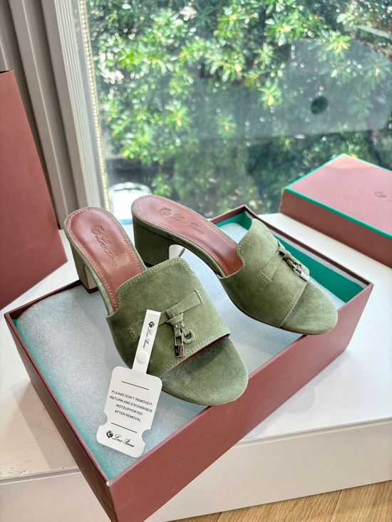 Loro Piana Suede Flat Slides With Decorative Charm Strap