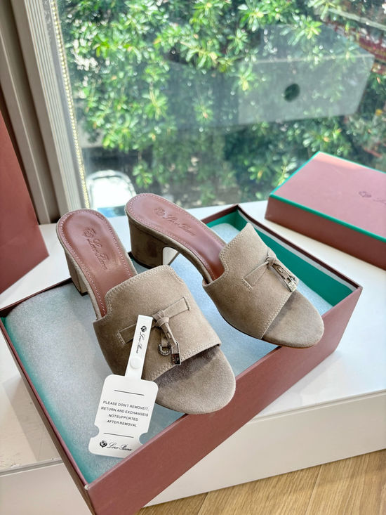 Loro Piana Suede Flat Slides With Decorative Charm Strap