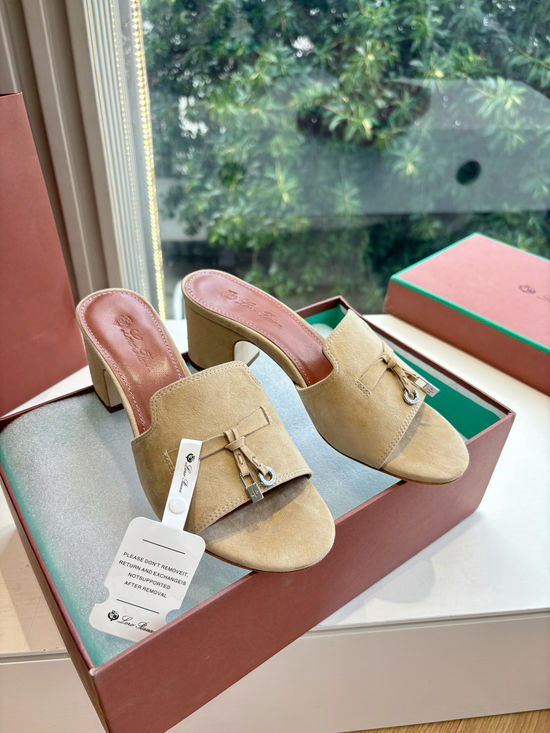 Loro Piana Suede Flat Slides With Decorative Charm Strap