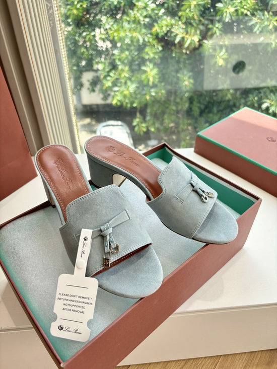 Loro Piana Suede Flat Slides With Decorative Charm Strap
