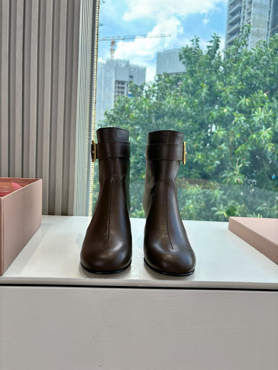 Miu Miu Genuine Leather Fashion Runway Ankle Boots