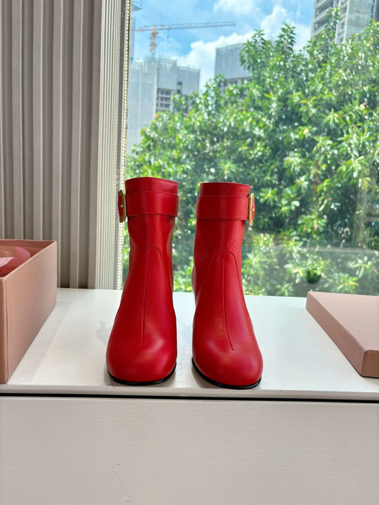 Miu Miu Genuine Leather Fashion Runway Ankle Boots