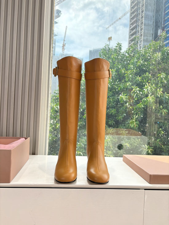 Miu Miu Classic Knee High Chelsea Leather Boots