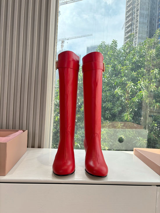 Miu Miu Classic Knee High Chelsea Leather Boots