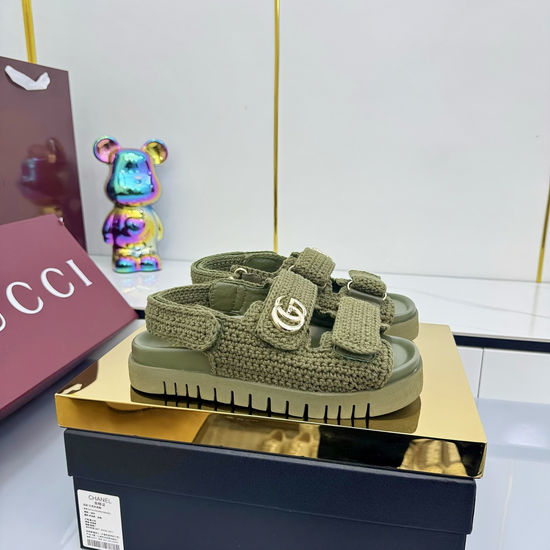 Gucci Adjustable Strap Knit Upper Non-slip Casual Sandals