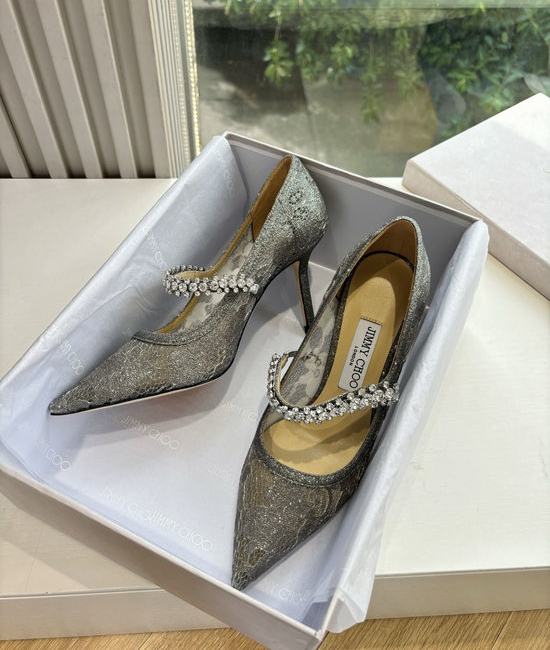 Jimmy Choo Rhinestone Decor Pointed Toe High Heel Dress Shoes