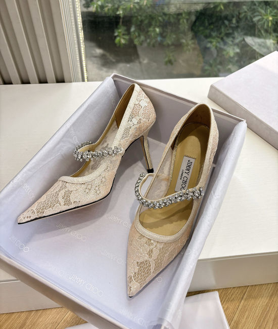 Jimmy Choo Rhinestone Decor Pointed Toe High Heel Dress Shoes