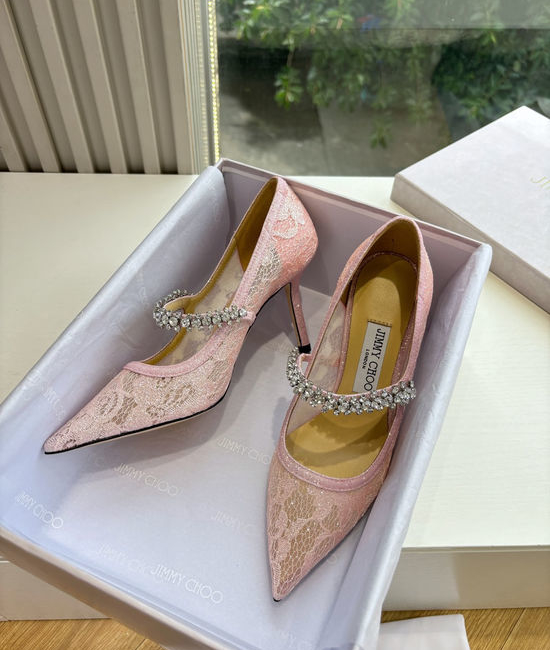 Jimmy Choo Rhinestone Decor Pointed Toe High Heel Dress Shoes