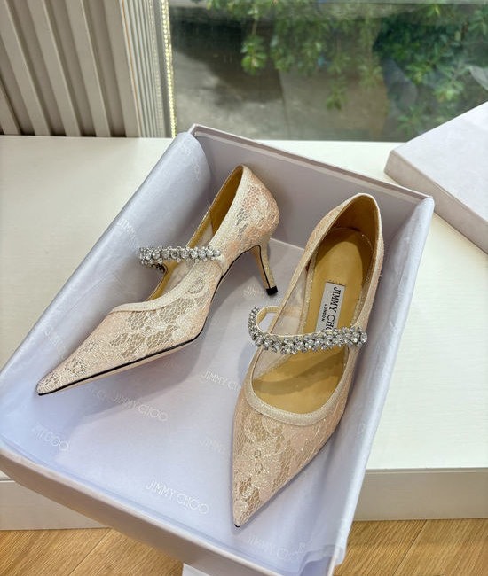 Jimmy Choo Rhinestone Decor Pointed Toe High Heel Dress Shoes