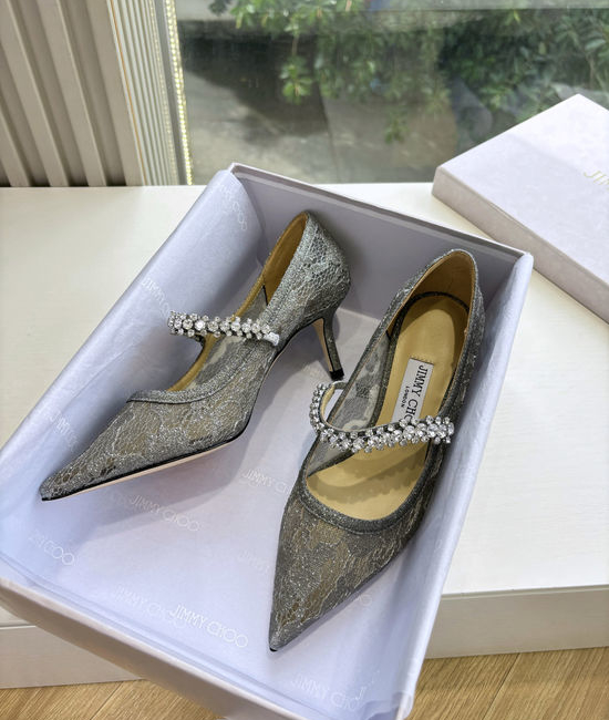 Jimmy Choo Rhinestone Decor Pointed Toe High Heel Dress Shoes