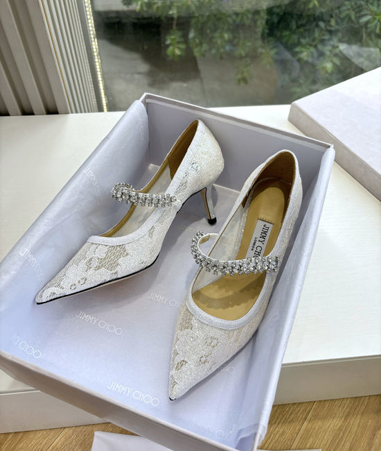 Jimmy Choo Rhinestone Decor Pointed Toe High Heel Dress Shoes