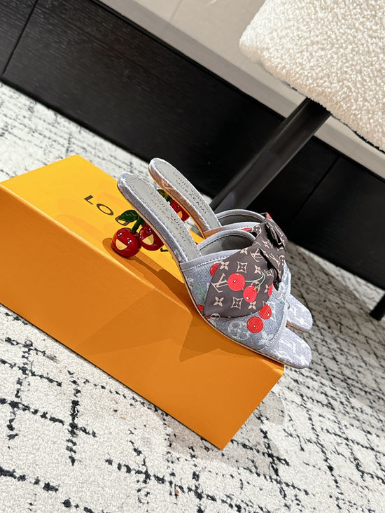 Louis Vuitton Cowhide Slide Sandals With Bow And Stiletto Heel