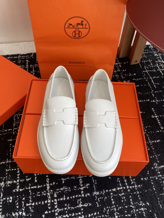 Hermes Classic Slip-on Loafers Soft Leather Upper Comfortable Sole