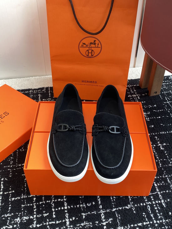 Hermes Classic Slip-on Loafers Soft Leather Upper Comfortable Sole