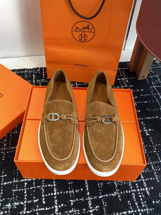 Hermes Classic Slip-on Loafers Soft Leather Upper Comfortable Sole