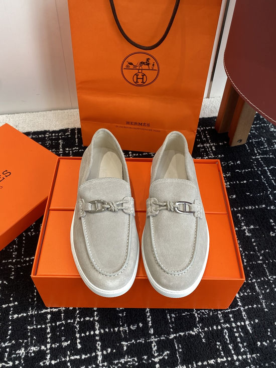 Hermes Classic Slip-on Loafers Soft Leather Upper Comfortable Sole