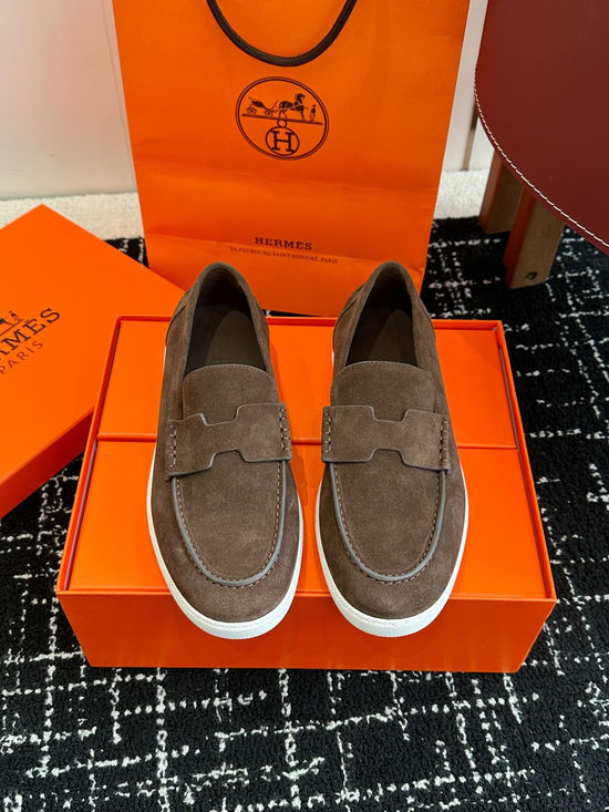 Hermes Classic Slip-on Loafers Soft Leather Upper Comfortable Sole