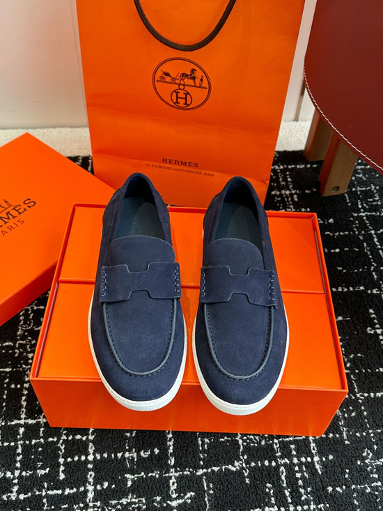Hermes Classic Slip-on Loafers Soft Leather Upper Comfortable Sole