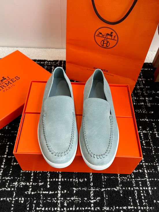 Hermes Classic Slip-on Loafers Soft Leather Upper Comfortable Sole