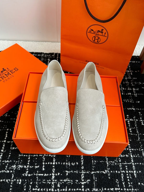 Hermes Classic Slip-on Loafers Soft Leather Upper Comfortable Sole