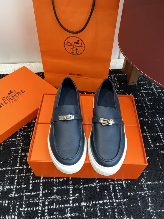 Hermes Classic Slip-on Loafers Soft Leather Upper Comfortable Sole