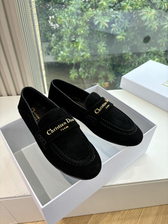 Christian Dior Classic Logo Buckle Loafers Premium Leather Upper