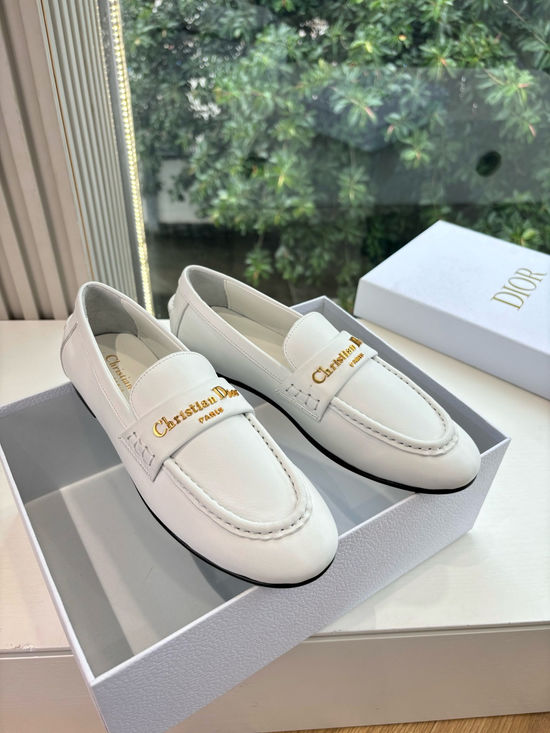 Christian Dior Classic Logo Buckle Loafers Premium Leather Upper
