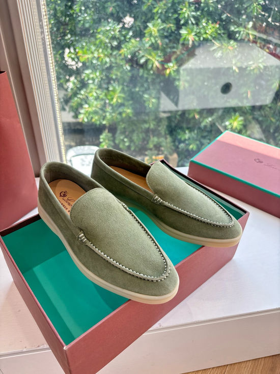 Loro Piana Suede Loafers Hand Stitched Premium Sole Comfortable Casual Shoes