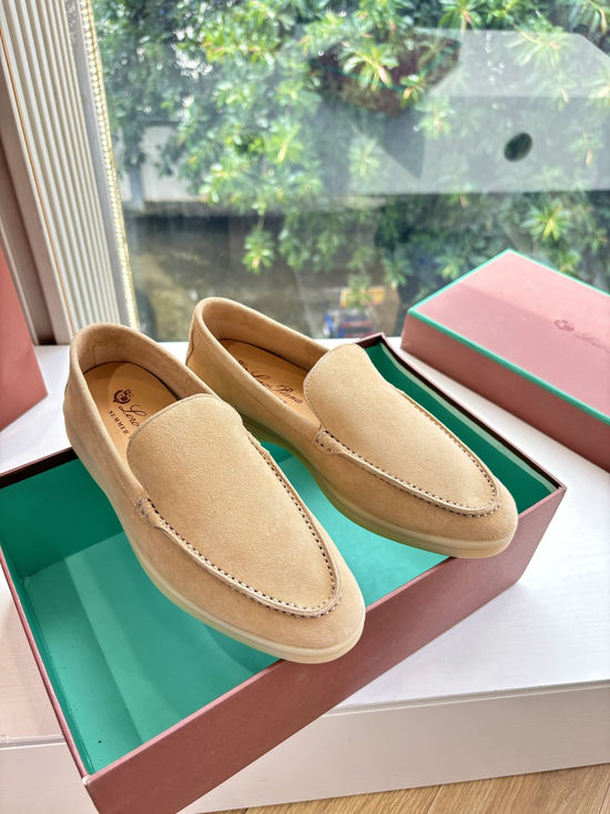 Loro Piana Suede Loafers Hand Stitched Premium Sole Comfortable Casual Shoes