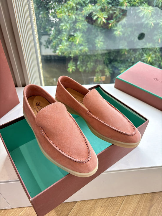 Loro Piana Suede Loafers Hand Stitched Premium Sole Comfortable Casual Shoes