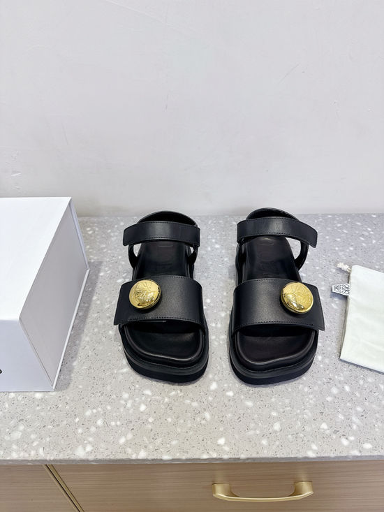 Loewe Soft Leather Hook-and-loop Sandals for Casual Daily Wear