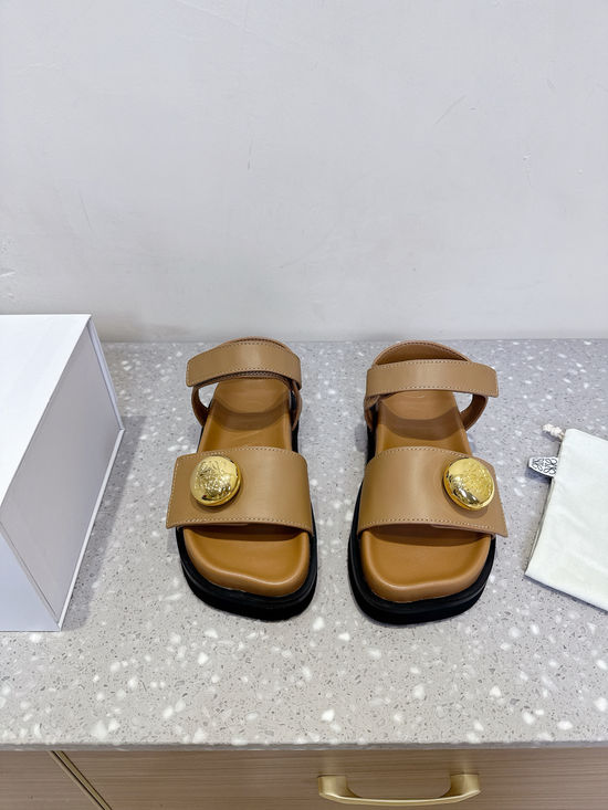 Loewe Soft Leather Hook-and-loop Sandals for Casual Daily Wear