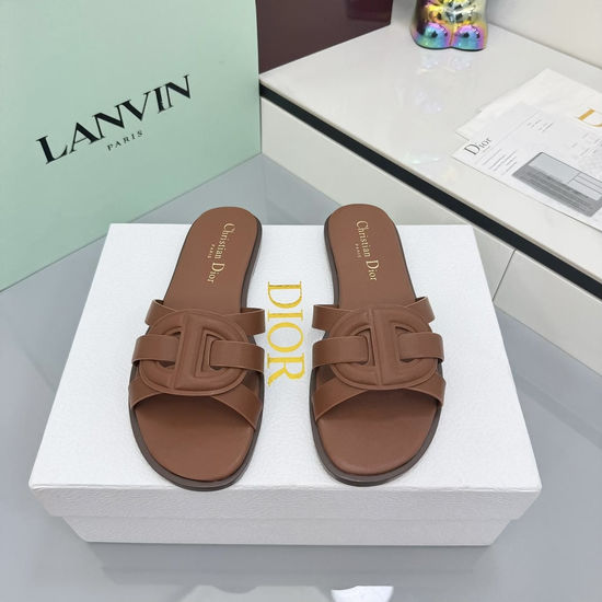 Christian Dior Genuine Leather Sole Versatile Comfortable Flat Sandals