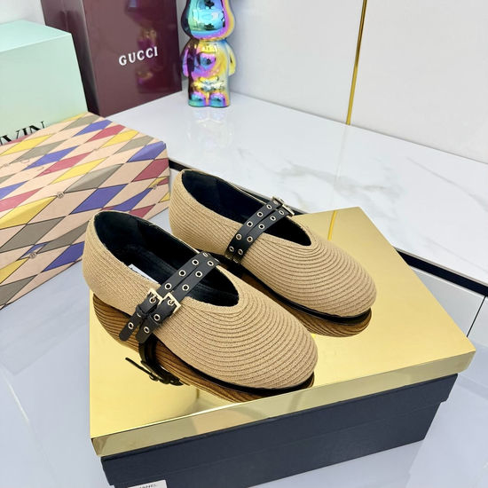 Alaia Genuine Leather Dressy Ballet Flats with Metal Accent