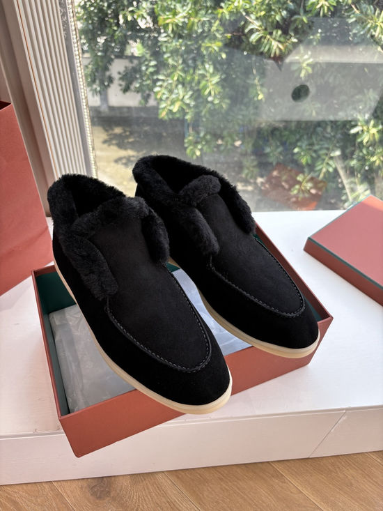 Loro Piana Elegant Suede Loafers with Italian Cashmere Accents