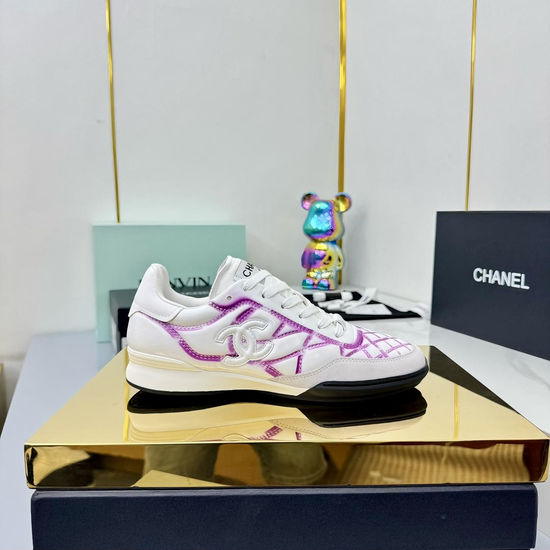 Chanel Premium Leather Embroidered Fashion Casual Sports Sneakers