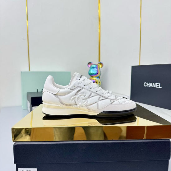 Chanel Premium Leather Embroidered Fashion Casual Sports Sneakers