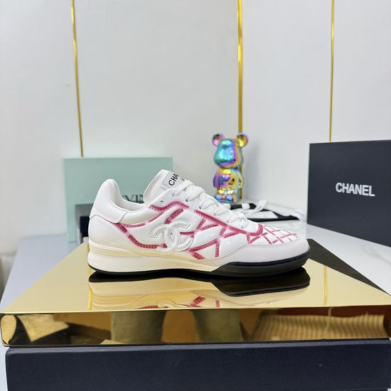 Chanel Premium Leather Embroidered Fashion Casual Sports Sneakers