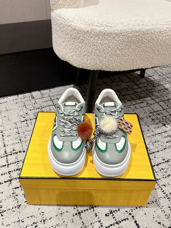 Fendi Leather Platform Sneakers with Decorative Hanging Charms